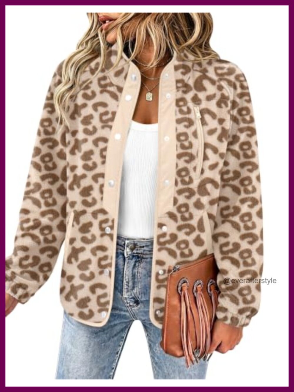 Women's Fleece Jacket Aztec Print Snap Button Western Outerwear